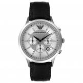 Emporio Armani Men's AR2432 Chronograph Stainless Steel and Black Leather Watch